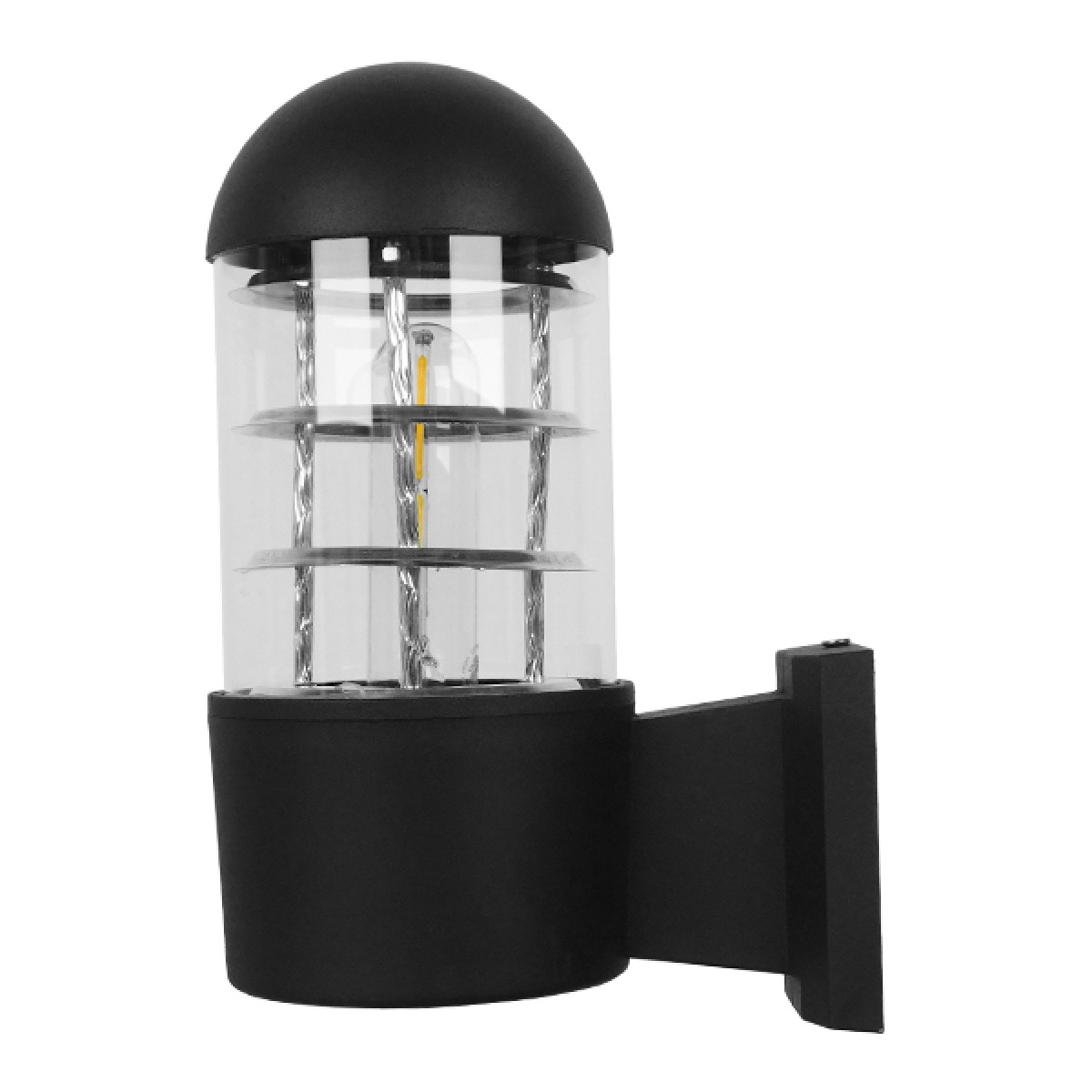 GloboStar® NEWI 01419 Μοντέρνο Επιτοίχιο Φωτιστικό Απλίκα Μονόφωτο 1 x E27 IP20 Μαύρο & Ασημί Μέταλλο με Διάφανο Γυαλί - Μ11 x Π17 x Υ23cm