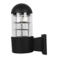 GloboStar® NEWI 01419 Μοντέρνο Επιτοίχιο Φωτιστικό Απλίκα Μονόφωτο 1 x E27 IP20 Μαύρο & Ασημί Μέταλλο με Διάφανο Γυαλί - Μ11 x Π17 x Υ23cm