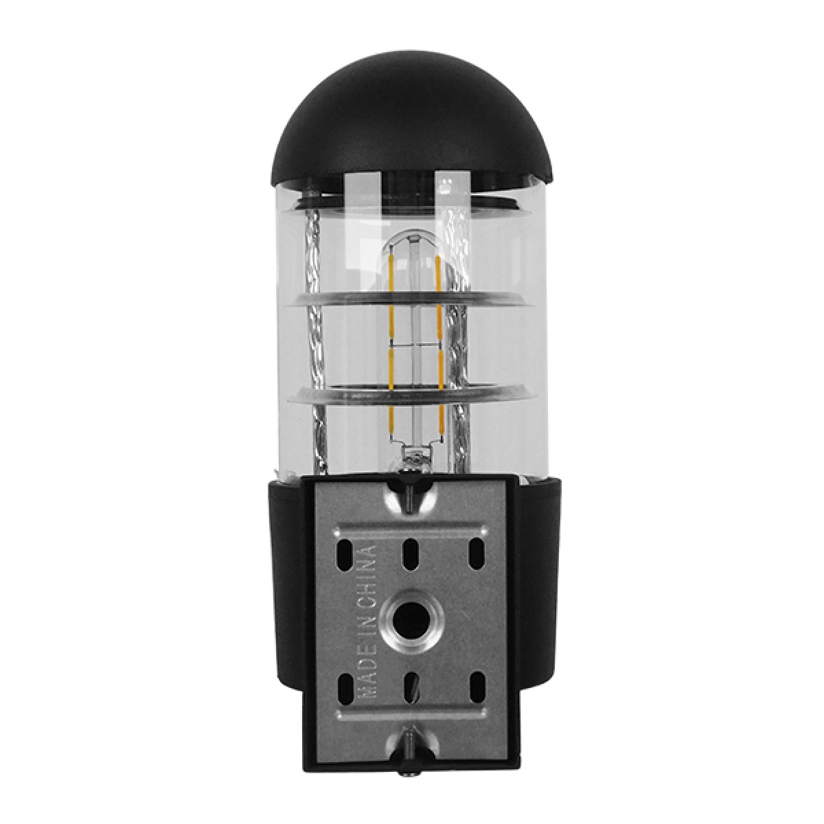 GloboStar® NEWI 01419 Μοντέρνο Επιτοίχιο Φωτιστικό Απλίκα Μονόφωτο 1 x E27 IP20 Μαύρο & Ασημί Μέταλλο με Διάφανο Γυαλί - Μ11 x Π17 x Υ23cm