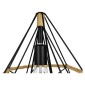 GloboStar® FLUTED 01421 Vintage Κρεμαστό Φωτιστικό Πλέγμα Μονόφωτο 1 x E27 IP20 Μαύρο Μέταλλο με Μπεζ Σχοινί - Μ25 x Π25 x Y24cm
