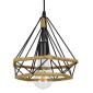 GloboStar® FLUTED 01421 Vintage Κρεμαστό Φωτιστικό Πλέγμα Μονόφωτο 1 x E27 IP20 Μαύρο Μέταλλο με Μπεζ Σχοινί - Μ25 x Π25 x Y24cm