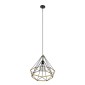 GloboStar® FLUTED 01422 Vintage Κρεμαστό Φωτιστικό Πλέγμα Μονόφωτο 1 x E27 IP20 Μαύρο Μέταλλο με Μπεζ Σχοινί - Μ50 x Π50 x Y44cm