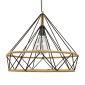 GloboStar® FLUTED 01422 Vintage Κρεμαστό Φωτιστικό Πλέγμα Μονόφωτο 1 x E27 IP20 Μαύρο Μέταλλο με Μπεζ Σχοινί - Μ50 x Π50 x Y44cm