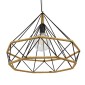 GloboStar® FLUTED 01422 Vintage Κρεμαστό Φωτιστικό Πλέγμα Μονόφωτο 1 x E27 IP20 Μαύρο Μέταλλο με Μπεζ Σχοινί - Μ50 x Π50 x Y44cm