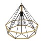 GloboStar® FLUTED 01422 Vintage Κρεμαστό Φωτιστικό Πλέγμα Μονόφωτο 1 x E27 IP20 Μαύρο Μέταλλο με Μπεζ Σχοινί - Μ50 x Π50 x Y44cm