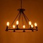 GloboStar® MILLBANK 01423 Vintage Κρεμαστό Φωτιστικό Πλέγμα Πολύφωτο 8 x E27 IP20 Μαύρο Μέταλλο με Μπεζ Σχοινί - Μ80 x Π80 x Y54cm