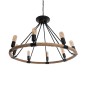 GloboStar® MILLBANK 01423 Vintage Κρεμαστό Φωτιστικό Πλέγμα Πολύφωτο 8 x E27 IP20 Μαύρο Μέταλλο με Μπεζ Σχοινί - Μ80 x Π80 x Y54cm
