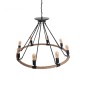 GloboStar® MILLBANK 01423 Vintage Κρεμαστό Φωτιστικό Πλέγμα Πολύφωτο 8 x E27 IP20 Μαύρο Μέταλλο με Μπεζ Σχοινί - Μ80 x Π80 x Y54cm