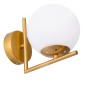 GloboStar® JADA 01426 Μοντέρνο Επιτοίχιο Φωτιστικό Απλίκα Μονόφωτο 1 x E27 IP20 Χρυσό Μέταλλο με Λευκό Γυαλί - Μ15 x Π21.5 x Υ18cm