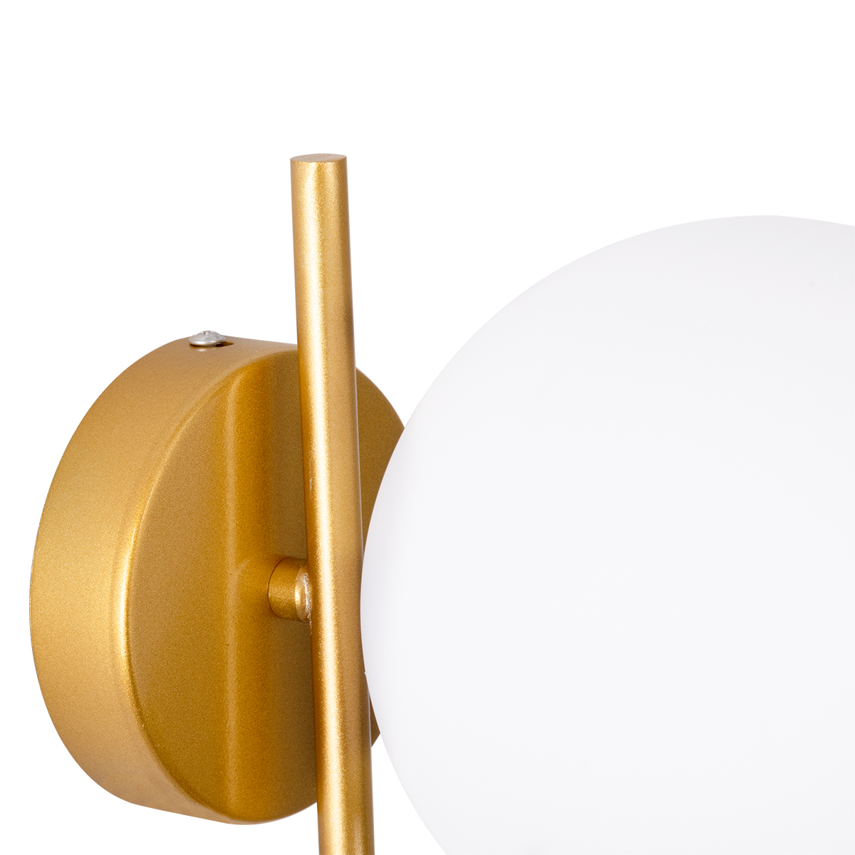 GloboStar® JADA 01426 Μοντέρνο Επιτοίχιο Φωτιστικό Απλίκα Μονόφωτο 1 x E27 IP20 Χρυσό Μέταλλο με Λευκό Γυαλί - Μ15 x Π21.5 x Υ18cm