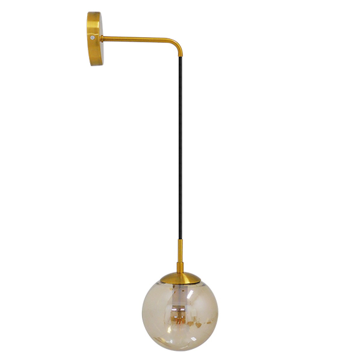GloboStar® MADISON 01427 Μοντέρνο Επιτοίχιο Φωτιστικό Απλίκα Μονόφωτο 1 x E27 IP20 Χρυσό Μέταλλο με Μελί Γυαλί - Φ15 x Υ54cm