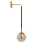 GloboStar® MADISON 01427 Μοντέρνο Επιτοίχιο Φωτιστικό Απλίκα Μονόφωτο 1 x E27 IP20 Χρυσό Μέταλλο με Μελί Γυαλί - Φ15 x Υ54cm