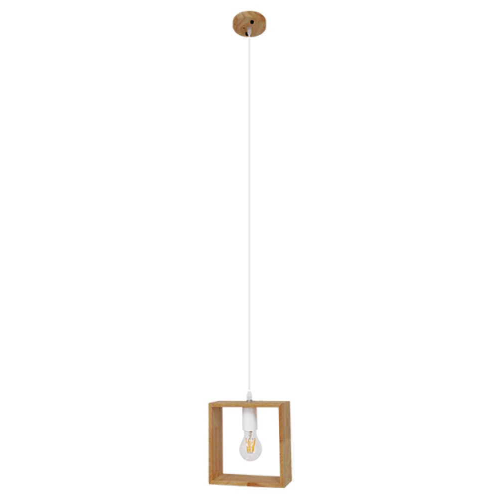 GloboStar® ELISE 01428 Μοντέρνο Κρεμαστό Φωτιστικό Οροφής Μονόφωτο 1 x E27 IP20 Μπεζ Ξύλο - Μ20 x Π8 x Υ23cm