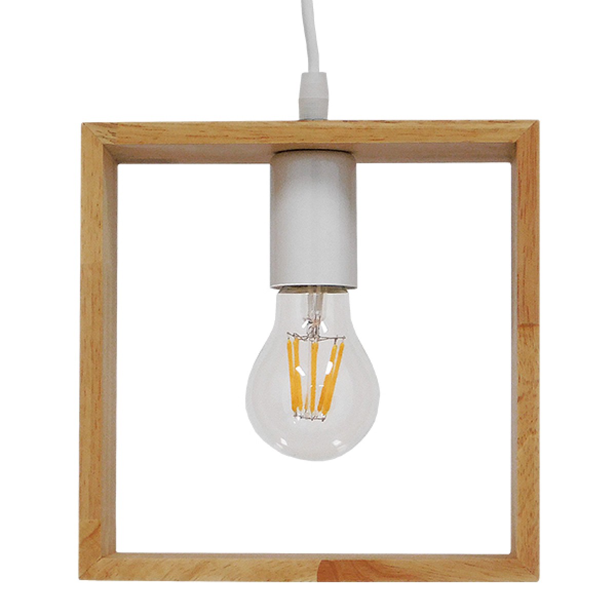 GloboStar® ELISE 01428 Μοντέρνο Κρεμαστό Φωτιστικό Οροφής Μονόφωτο 1 x E27 IP20 Μπεζ Ξύλο - Μ20 x Π8 x Υ23cm