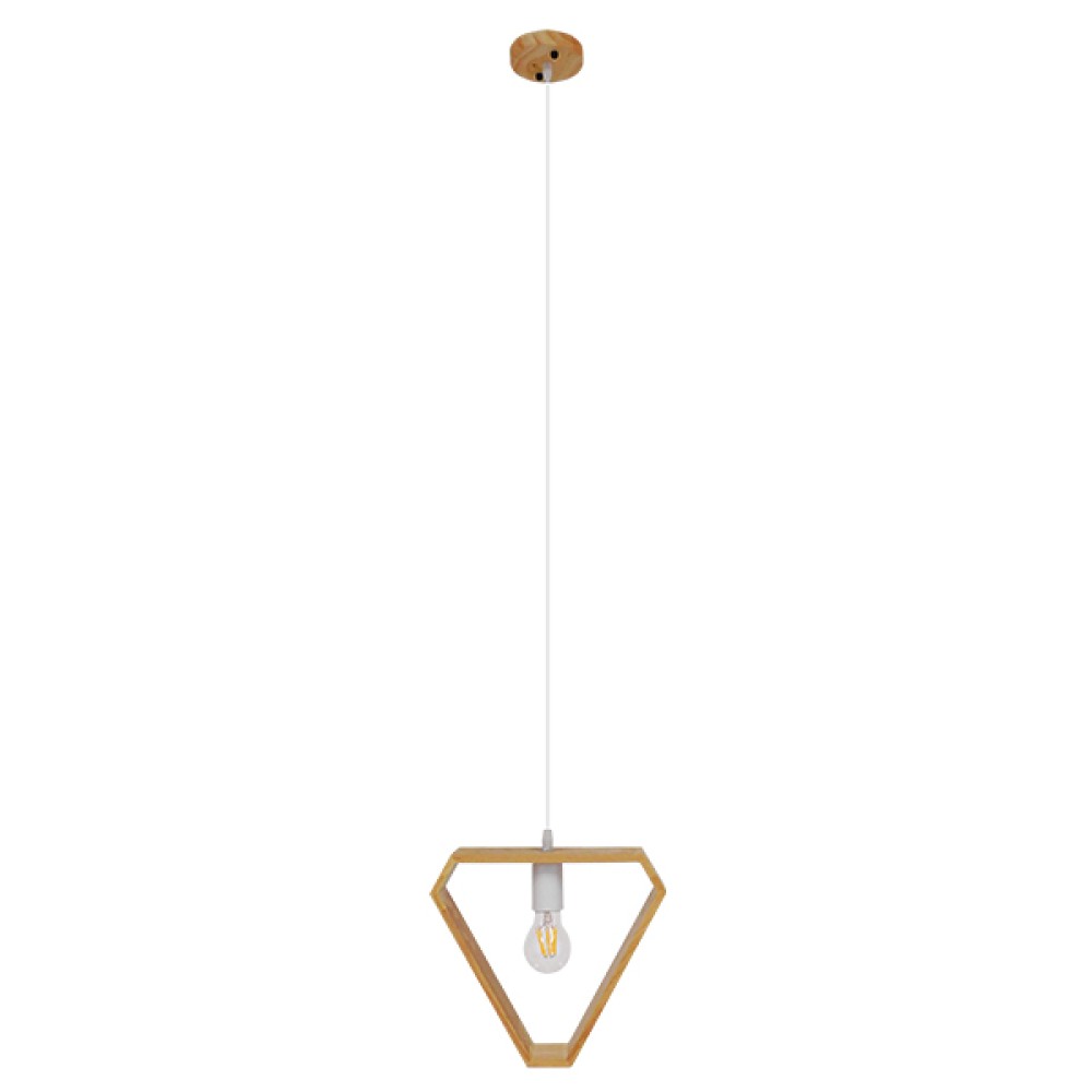 GloboStar® ELISE 01430 Μοντέρνο Κρεμαστό Φωτιστικό Οροφής Μονόφωτο 1 x E27 IP20 Μπεζ Ξύλο - Μ29 x Π8 x Υ28cm
