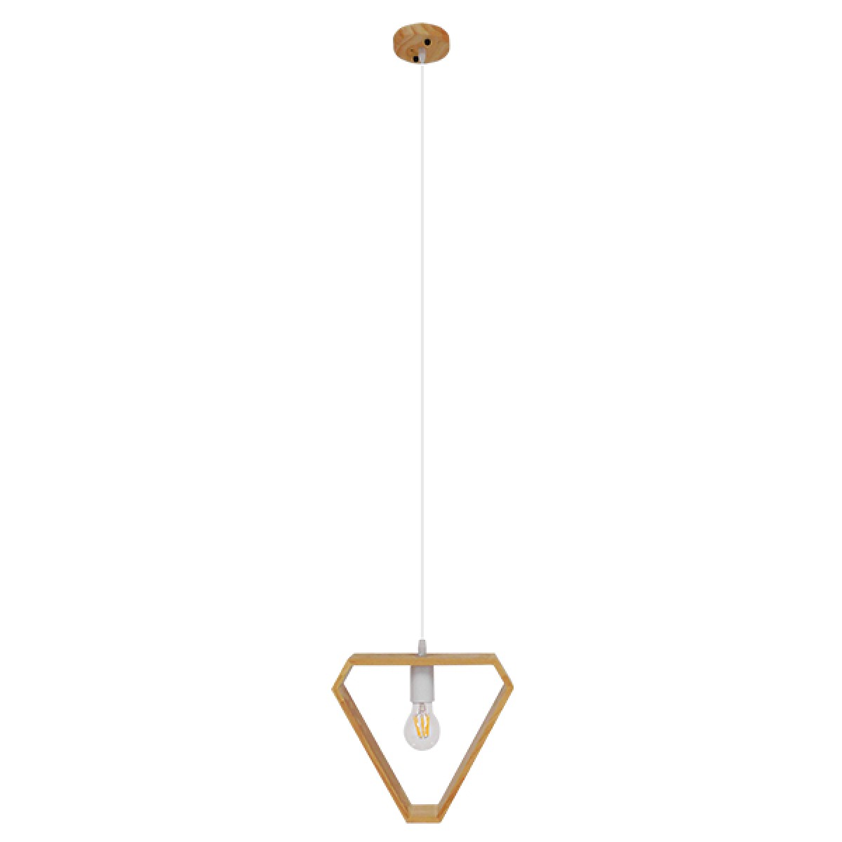 GloboStar® ELISE 01430 Μοντέρνο Κρεμαστό Φωτιστικό Οροφής Μονόφωτο 1 x E27 IP20 Μπεζ Ξύλο - Μ29 x Π8 x Υ28cm