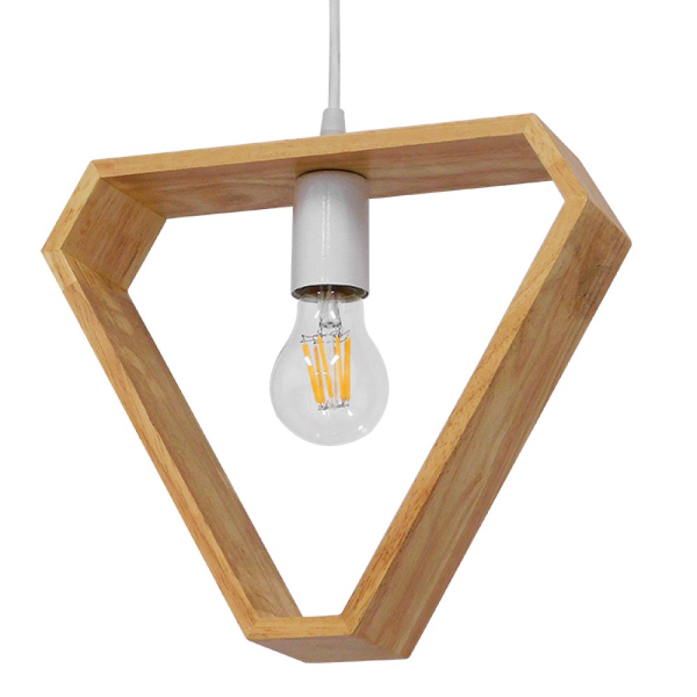 GloboStar® ELISE 01430 Μοντέρνο Κρεμαστό Φωτιστικό Οροφής Μονόφωτο 1 x E27 IP20 Μπεζ Ξύλο - Μ29 x Π8 x Υ28cm