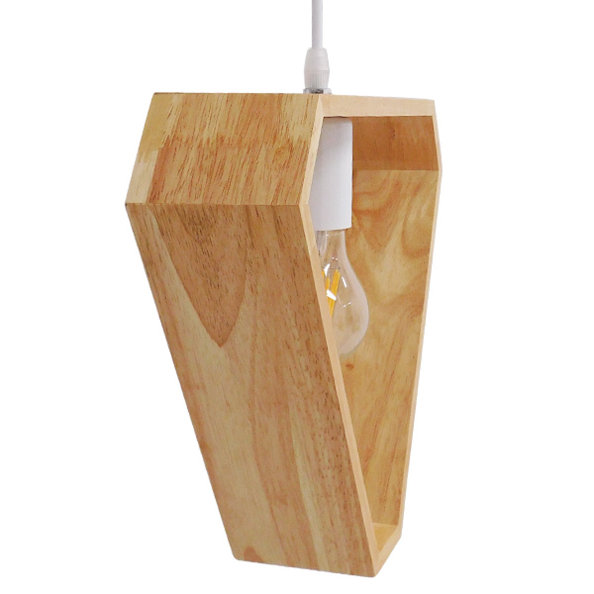 GloboStar® ELISE 01430 Μοντέρνο Κρεμαστό Φωτιστικό Οροφής Μονόφωτο 1 x E27 IP20 Μπεζ Ξύλο - Μ29 x Π8 x Υ28cm