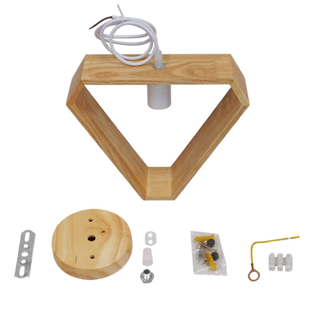 GloboStar® ELISE 01430 Μοντέρνο Κρεμαστό Φωτιστικό Οροφής Μονόφωτο 1 x E27 IP20 Μπεζ Ξύλο - Μ29 x Π8 x Υ28cm
