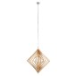 GloboStar® OCTAVE 01431 Μοντέρνο Κρεμαστό Φωτιστικό Οροφής Μονόφωτο 1 x E27 IP20 Μπεζ Ξύλο - Μ64 x Π64 x Y66cm