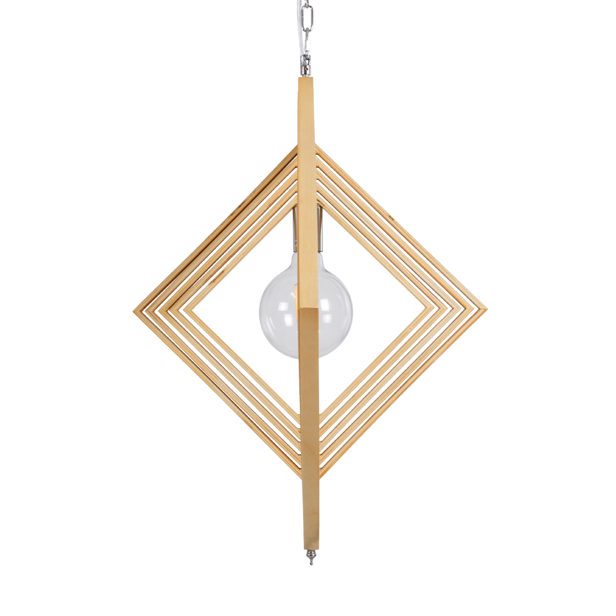 GloboStar® OCTAVE 01431 Μοντέρνο Κρεμαστό Φωτιστικό Οροφής Μονόφωτο 1 x E27 IP20 Μπεζ Ξύλο - Μ64 x Π64 x Y66cm