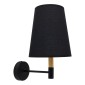 GloboStar® LYDFORD 01432 Μοντέρνο Επιτοίχιο Φωτιστικό Απλίκα Μονόφωτο 1 x E27 IP20 Μαύρο Ύφασμα, Μαύρο Μέταλλο με Μπέζ Ξύλο - Μ20 x Π28 x Υ36cm