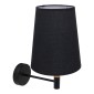 GloboStar® LYDFORD 01432 Μοντέρνο Επιτοίχιο Φωτιστικό Απλίκα Μονόφωτο 1 x E27 IP20 Μαύρο Ύφασμα, Μαύρο Μέταλλο με Μπέζ Ξύλο - Μ20 x Π28 x Υ36cm