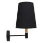 GloboStar® LYDFORD 01432 Μοντέρνο Επιτοίχιο Φωτιστικό Απλίκα Μονόφωτο 1 x E27 IP20 Μαύρο Ύφασμα, Μαύρο Μέταλλο με Μπέζ Ξύλο - Μ20 x Π28 x Υ36cm
