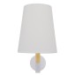GloboStar® LYDFORD 01433 Μοντέρνο Επιτοίχιο Φωτιστικό Απλίκα Μονόφωτο 1 x E27 IP20 Λευκό Ύφασμα, Λευκό Μέταλλο με Μπέζ Ξύλο - Μ20 x Π28 x Υ36cm