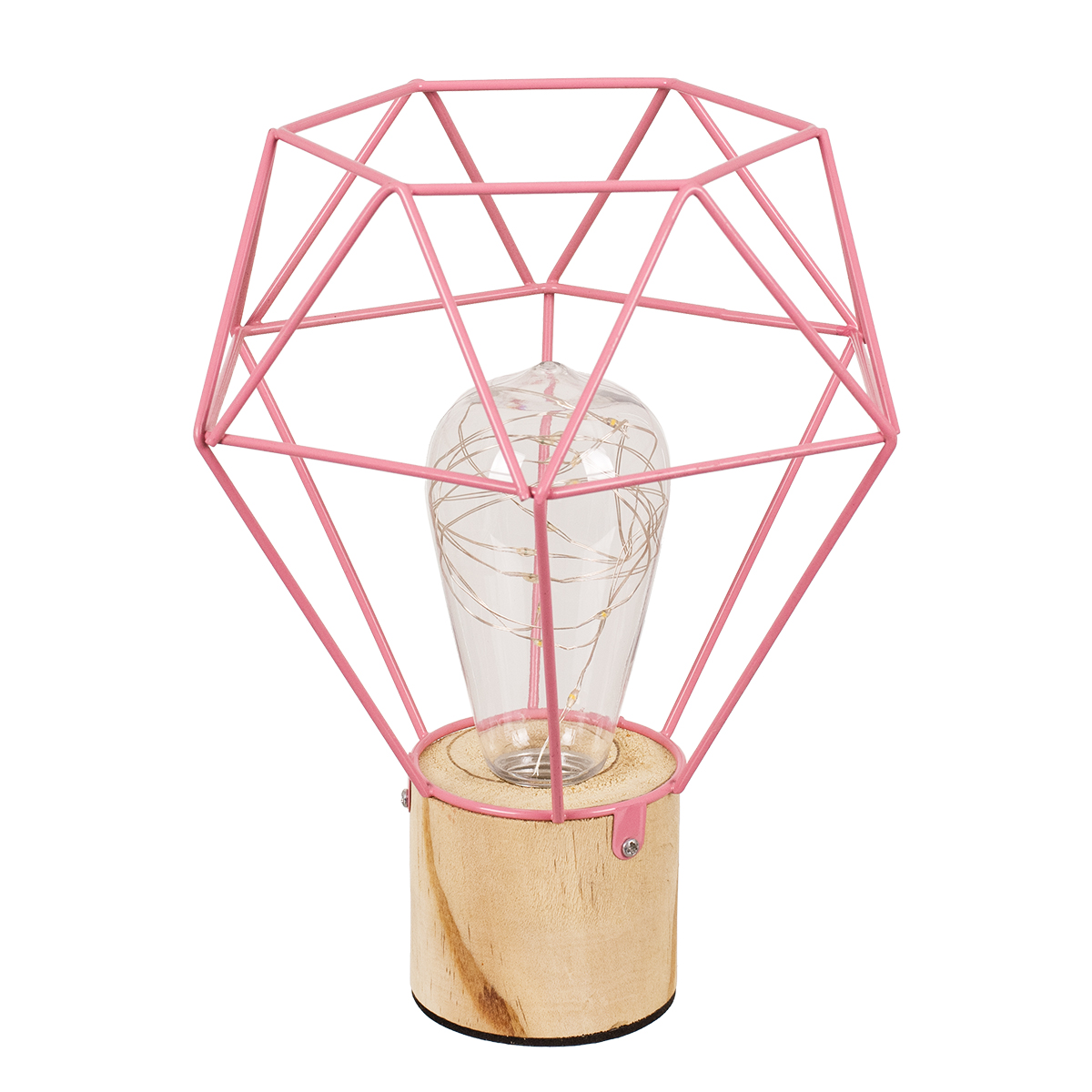 GloboStar® ANTLER 01442 Μοντέρνο Επιτραπέζιο Φωτιστικό Γραφείου LED USB DC 5V Μονόφωτο Μεταλλικό Ροζ με Ξύλινη Βάση Θερμό Λευκό 3000K Φ19 x Μ19 x Π19 x Υ23cm