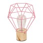 GloboStar® ANTLER 01442 Μοντέρνο Επιτραπέζιο Φωτιστικό Γραφείου LED USB DC 5V Μονόφωτο Μεταλλικό Ροζ με Ξύλινη Βάση Θερμό Λευκό 3000K Φ19 x Μ19 x Π19 x Υ23cm