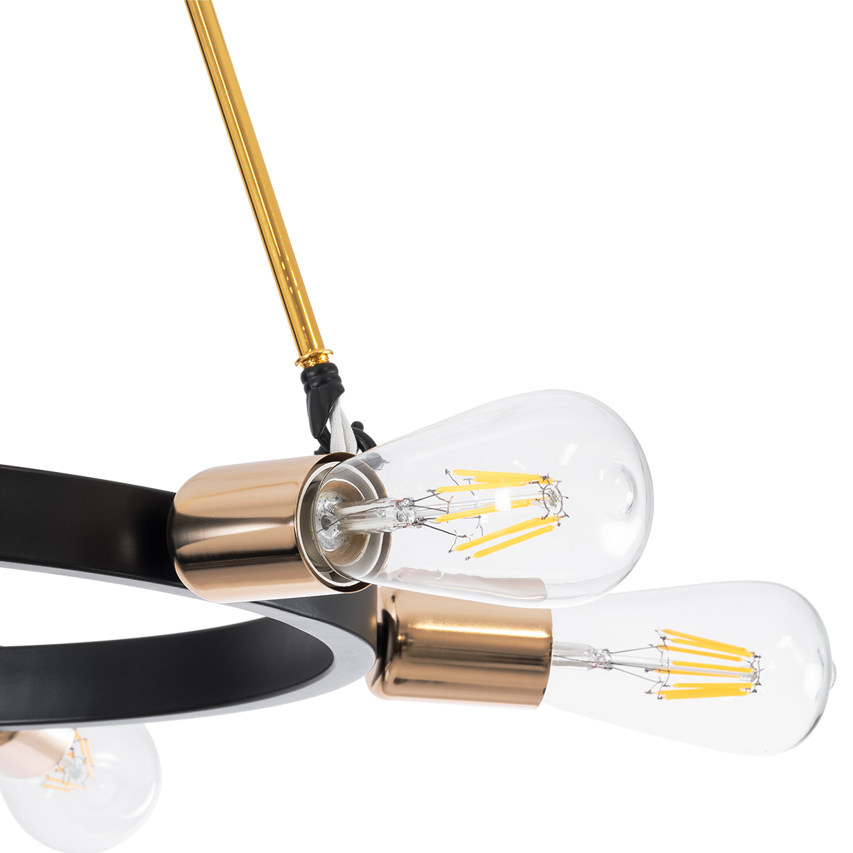 GloboStar® SAILOR 01445 Μοντέρνο Φωτιστικό Οροφής Πλέγμα Πολύφωτο 7 x E27 IP20 Μαύρο, Χρυσό & Χάλκινο Μέταλλο - Μ55 x Π55 x Υ55cm