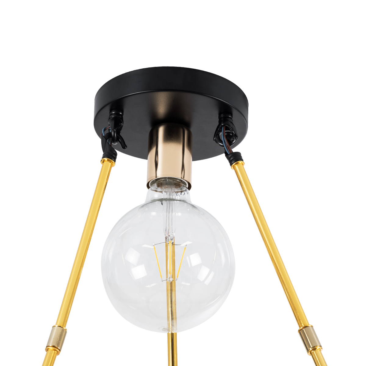 GloboStar® SAILOR 01445 Μοντέρνο Φωτιστικό Οροφής Πλέγμα Πολύφωτο 7 x E27 IP20 Μαύρο, Χρυσό & Χάλκινο Μέταλλο - Μ55 x Π55 x Υ55cm