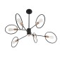 GloboStar® NEXUS 01446 Μοντέρνο Φωτιστικό Οροφής Πλέγμα Πολύφωτο 6 x E27 IP20 Μαύρο & Χάλκινο - Μέταλλο Μ105 x Π105 x Υ70cm