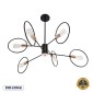GloboStar® NEXUS 01446 Μοντέρνο Φωτιστικό Οροφής Πλέγμα Πολύφωτο 6 x E27 IP20 Μαύρο & Χάλκινο - Μέταλλο Μ105 x Π105 x Υ70cm