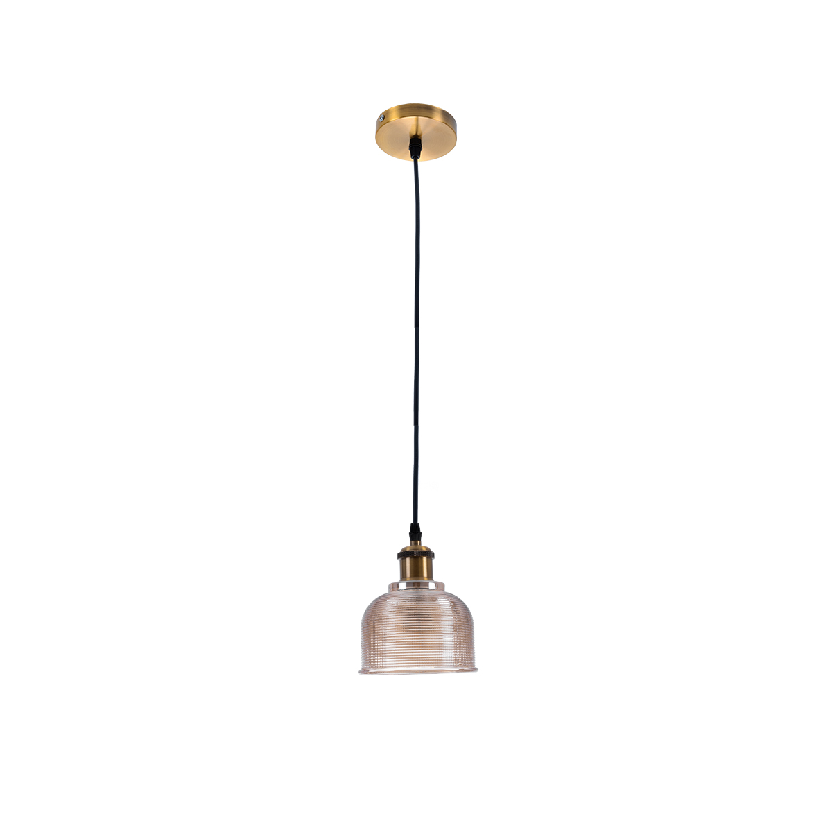 GloboStar® SEGRETO 01448 Vintage Κρεμαστό Φωτιστικό Μονόφωτο Καμπάνα 1 x E27 IP20 Διάφανο Γυαλί με Χρυσό Μέταλλο - Μ14 x Π14 x Υ18cm