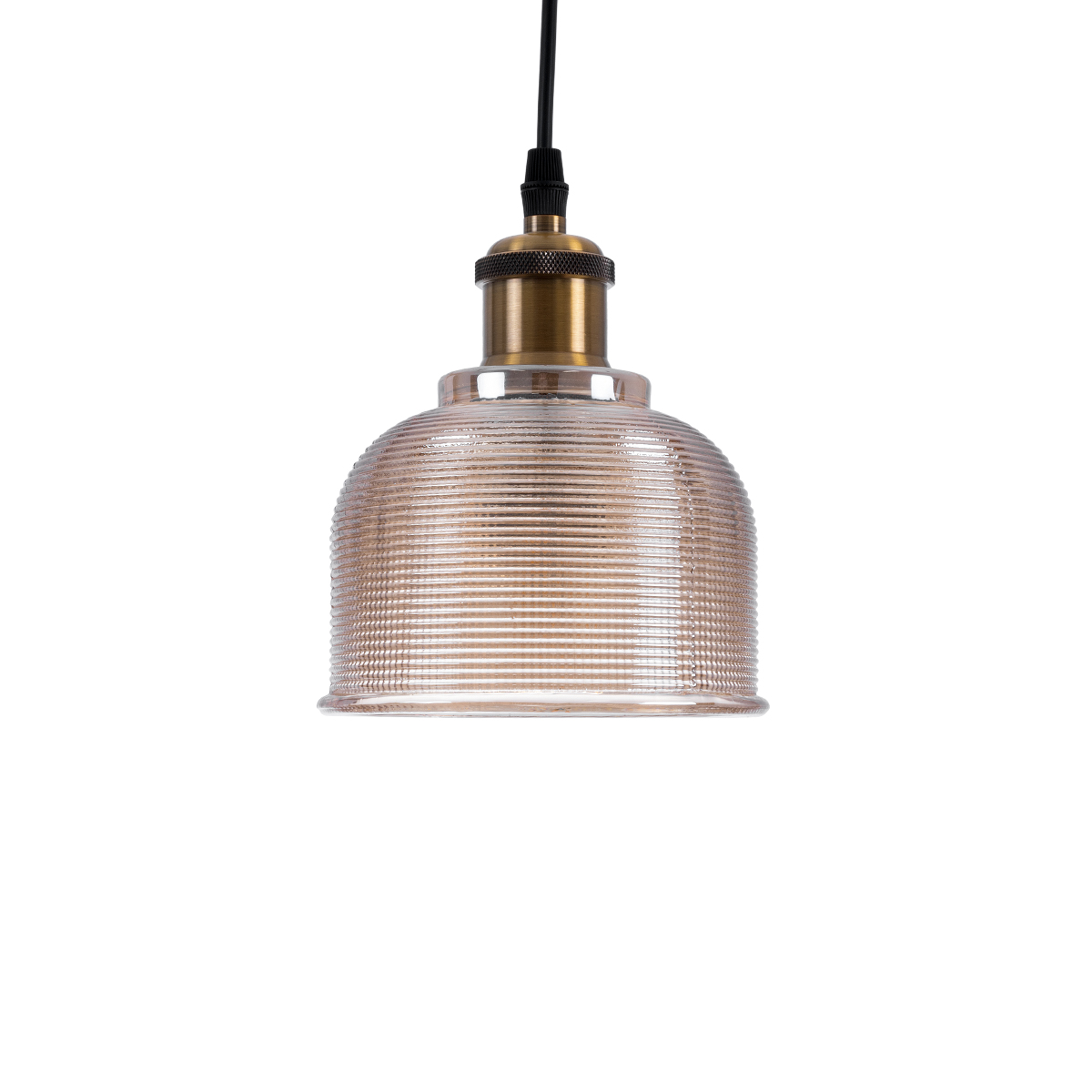 GloboStar® SEGRETO 01448 Vintage Κρεμαστό Φωτιστικό Μονόφωτο Καμπάνα 1 x E27 IP20 Διάφανο Γυαλί με Χρυσό Μέταλλο - Μ14 x Π14 x Υ18cm
