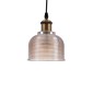 GloboStar® SEGRETO 01448 Vintage Κρεμαστό Φωτιστικό Μονόφωτο Καμπάνα 1 x E27 IP20 Διάφανο Γυαλί με Χρυσό Μέταλλο - Μ14 x Π14 x Υ18cm