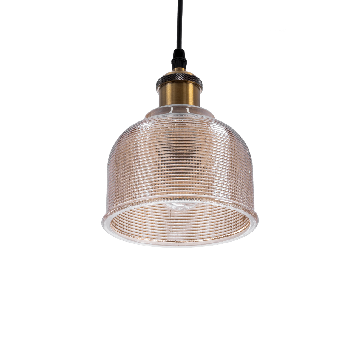 GloboStar® SEGRETO 01448 Vintage Κρεμαστό Φωτιστικό Μονόφωτο Καμπάνα 1 x E27 IP20 Διάφανο Γυαλί με Χρυσό Μέταλλο - Μ14 x Π14 x Υ18cm