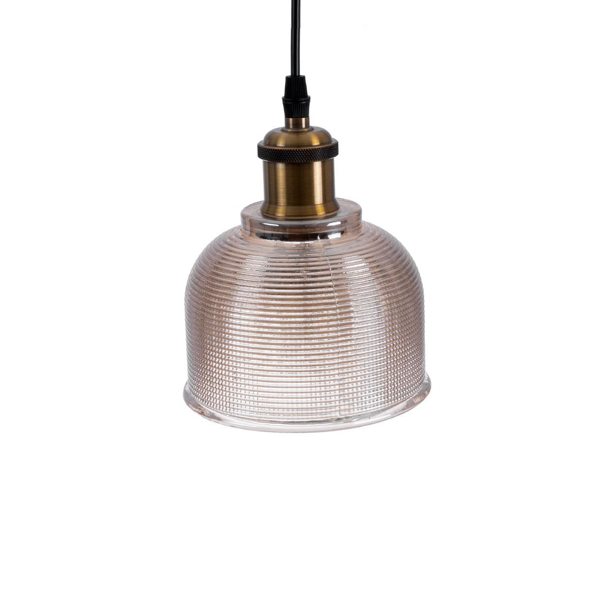GloboStar® SEGRETO 01448 Vintage Κρεμαστό Φωτιστικό Μονόφωτο Καμπάνα 1 x E27 IP20 Διάφανο Γυαλί με Χρυσό Μέταλλο - Μ14 x Π14 x Υ18cm