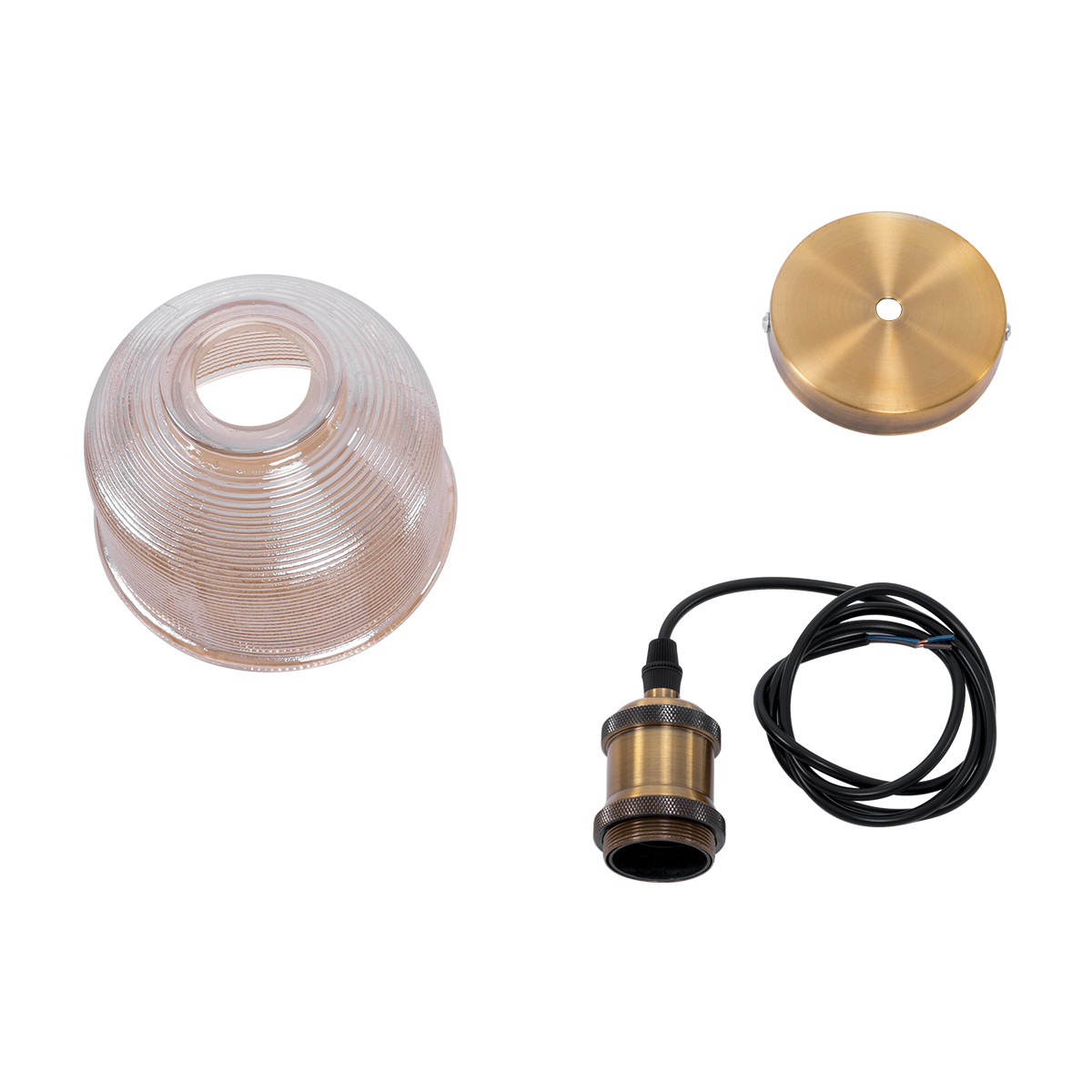 GloboStar® SEGRETO 01448 Vintage Κρεμαστό Φωτιστικό Μονόφωτο Καμπάνα 1 x E27 IP20 Διάφανο Γυαλί με Χρυσό Μέταλλο - Μ14 x Π14 x Υ18cm