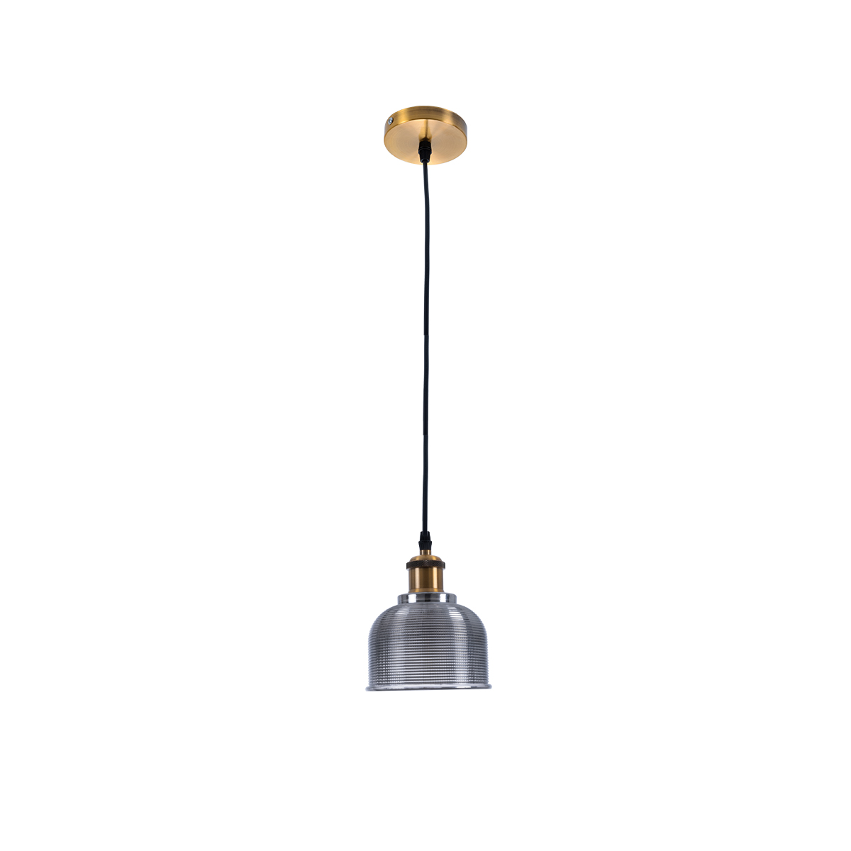 GloboStar® SEGRETO 01449 Vintage Κρεμαστό Φωτιστικό Μονόφωτο Καμπάνα 1 x E27 IP20 Μαύρο Γυαλί με Χρυσό Μέταλλο - Μ14 x Π14 x Υ18cm