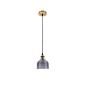 GloboStar® SEGRETO 01449 Vintage Κρεμαστό Φωτιστικό Μονόφωτο Καμπάνα 1 x E27 IP20 Μαύρο Γυαλί με Χρυσό Μέταλλο - Μ14 x Π14 x Υ18cm