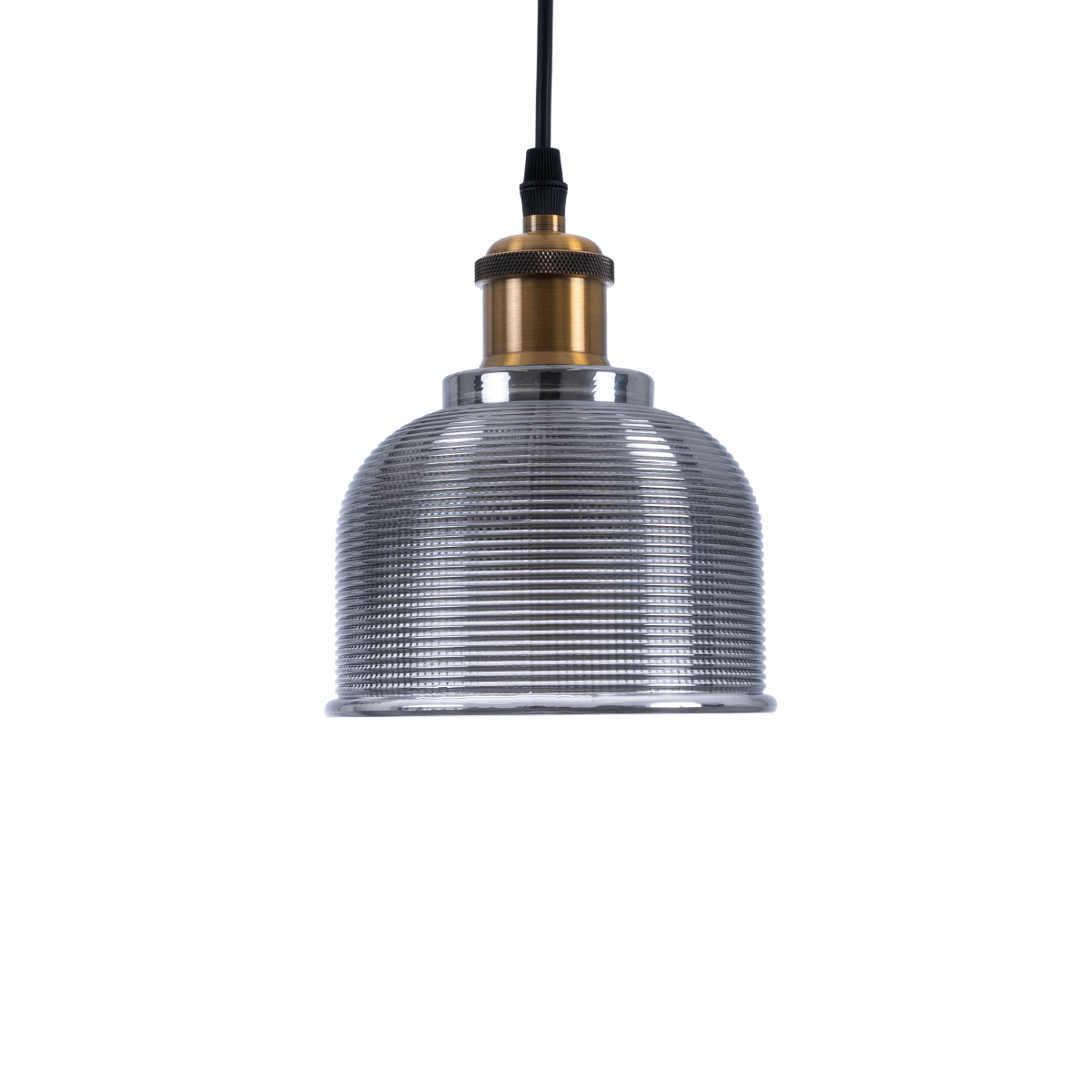 GloboStar® SEGRETO 01449 Vintage Κρεμαστό Φωτιστικό Μονόφωτο Καμπάνα 1 x E27 IP20 Μαύρο Γυαλί με Χρυσό Μέταλλο - Μ14 x Π14 x Υ18cm