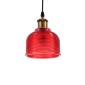 GloboStar® SEGRETO 01450 Vintage Κρεμαστό Φωτιστικό Μονόφωτο Καμπάνα 1 x E27 IP20 Κόκκινο Γυαλί με Χρυσό Μέταλλο - Μ14 x Π14 x Υ18cm