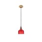 GloboStar® SEGRETO 01450 Vintage Κρεμαστό Φωτιστικό Μονόφωτο Καμπάνα 1 x E27 IP20 Κόκκινο Γυαλί με Χρυσό Μέταλλο - Μ14 x Π14 x Υ18cm