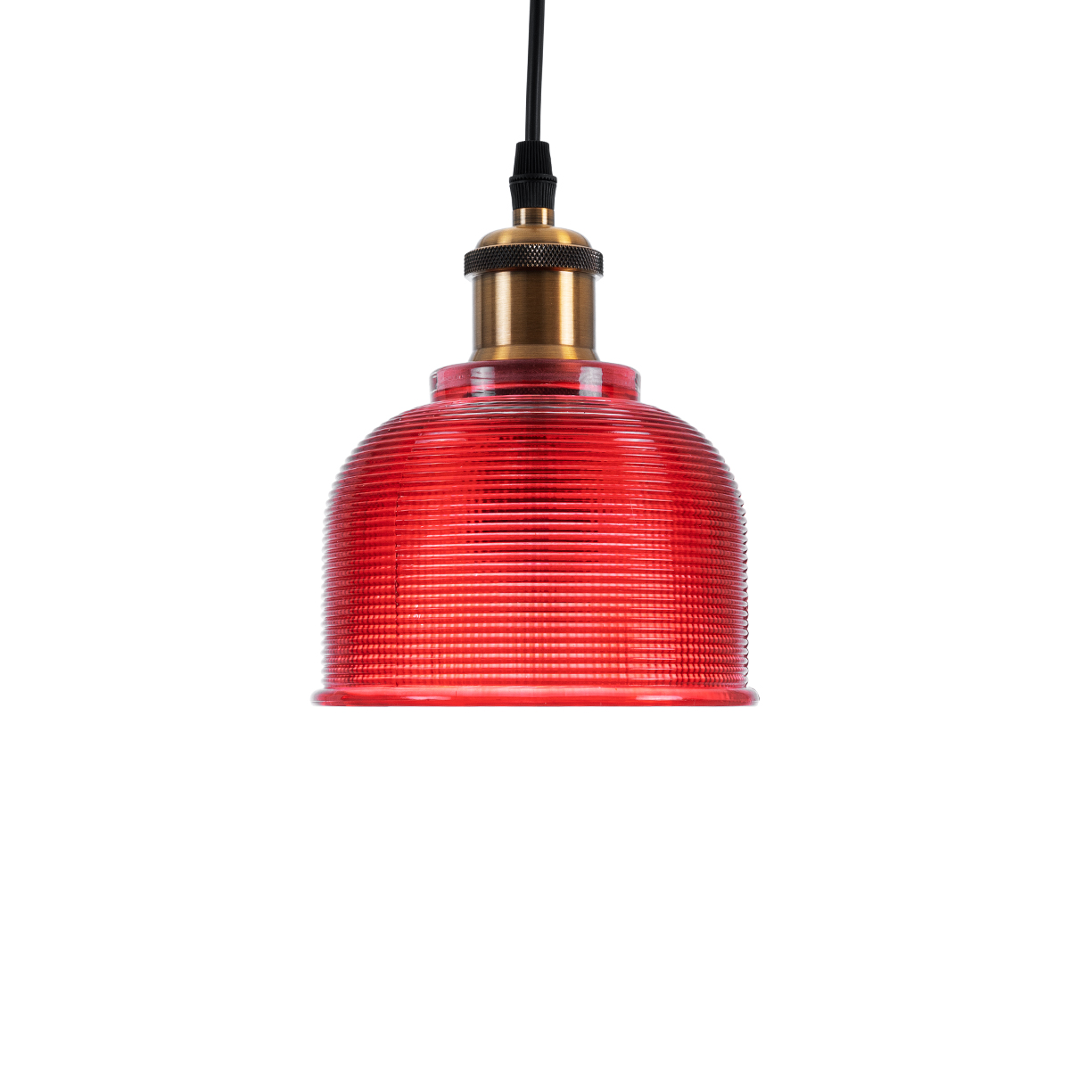 GloboStar® SEGRETO 01450 Vintage Κρεμαστό Φωτιστικό Μονόφωτο Καμπάνα 1 x E27 IP20 Κόκκινο Γυαλί με Χρυσό Μέταλλο - Μ14 x Π14 x Υ18cm