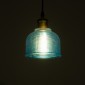 GloboStar® SEGRETO 01452 Vintage Κρεμαστό Φωτιστικό Μονόφωτο Καμπάνα 1 x E27 IP20 Μπλε Γυαλί με Χρυσό Μέταλλο - Μ14 x Π14 x Υ18cm