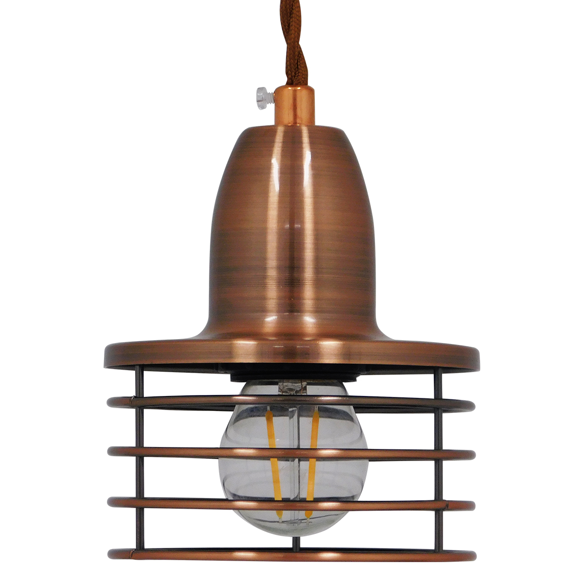 GloboStar® MANHATTAN 01453 Μοντέρνο Κρεμαστό Φωτιστικό Καμπάνα Μονόφωτο 1 x E27 IP20 Χάλκινο Μέταλλο - Μ11 x Π11 x Υ14cm