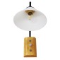GloboStar® ALESSIA 01457 Μοντέρνο Επιτοίχιο Φωτιστικό Απλίκα Μονόφωτο 1 x E27 IP20 Μαύρο Μέταλλο, Λευκό Γυαλί με Μπεζ Ξύλο - Μ18 x Π26 x Υ29cm